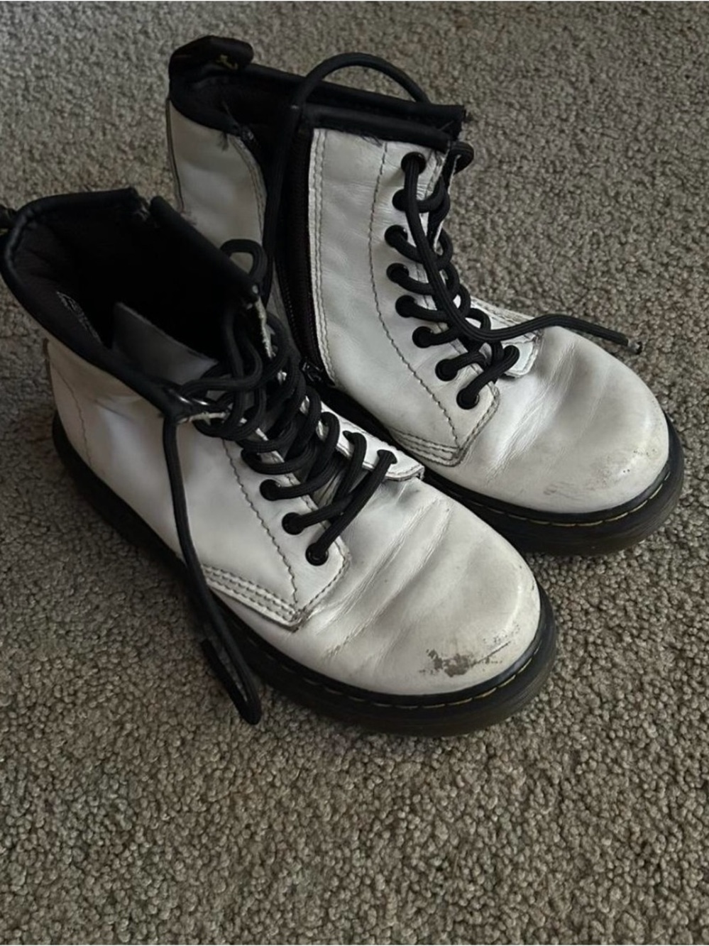White Dr. Martens kids boots size US 13